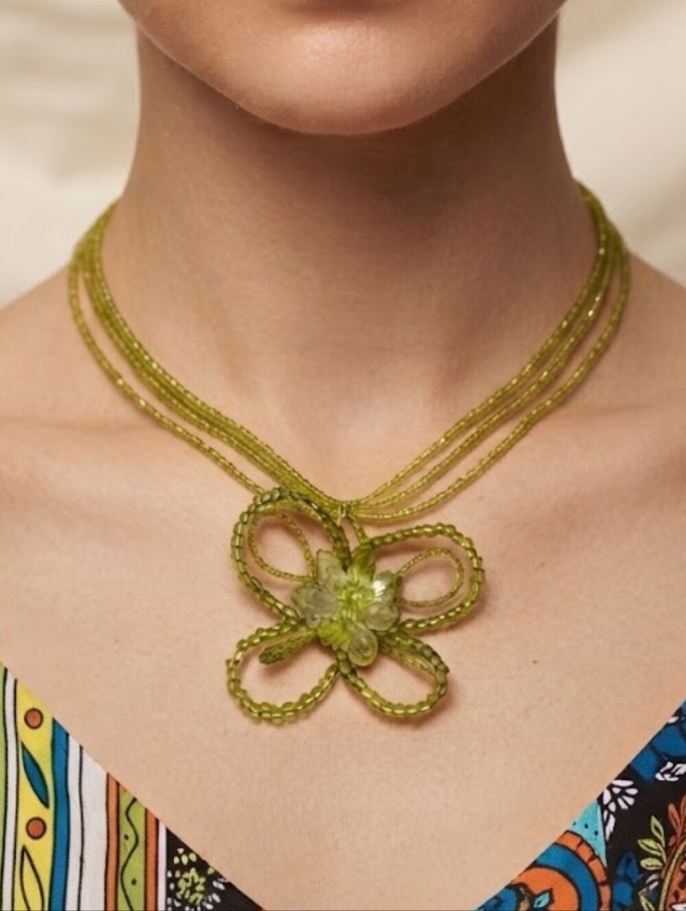 Green Beaded Statement Necklace